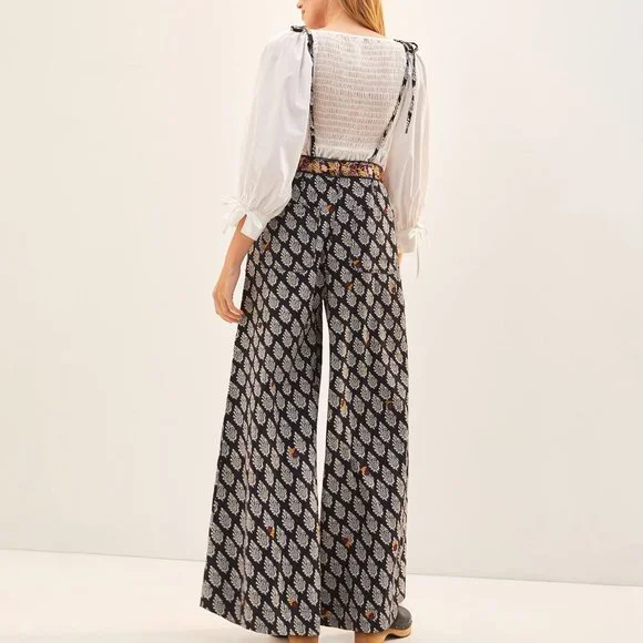 Anthropologie Embroidered Wide-Leg Jumpsuit